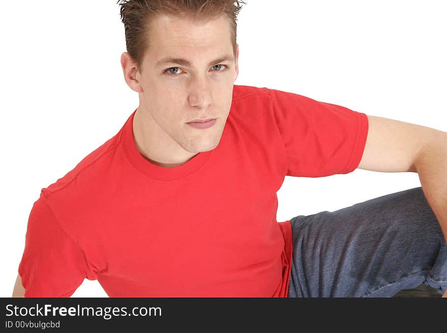 Young male red shirt