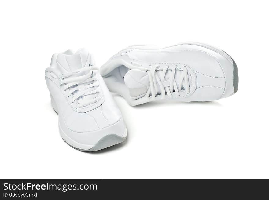 White sport shoes isolated on a white