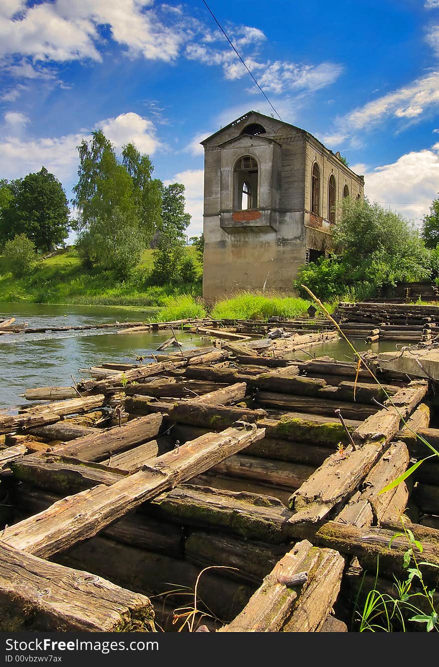 Old weir on the river