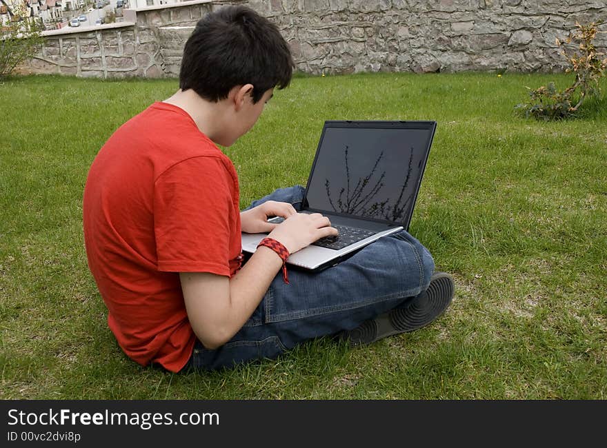 Young Man And Laptop