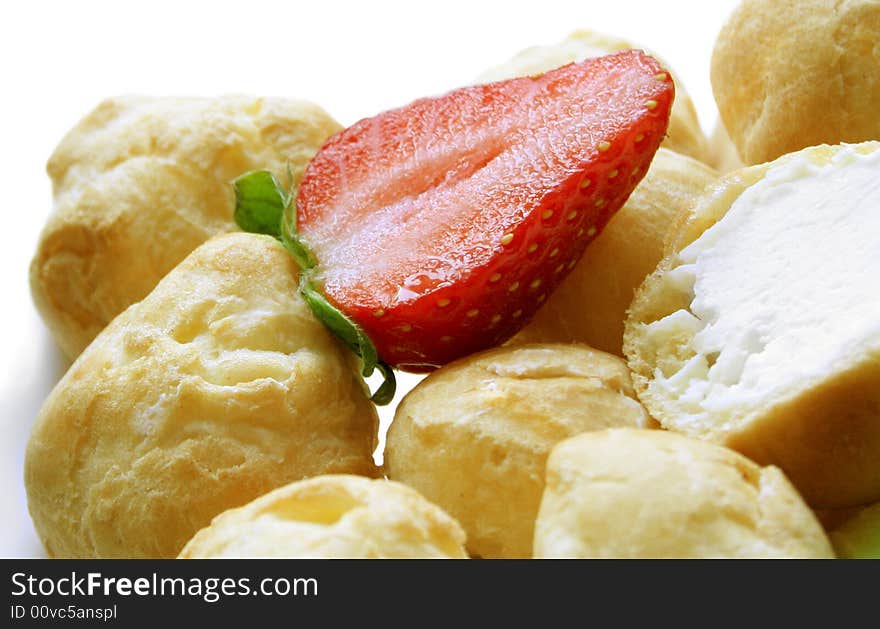 Close-up of a strawberry on cakes