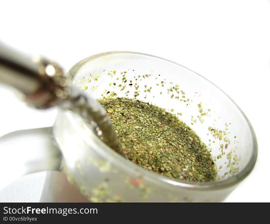 Cup with mate tea closeup