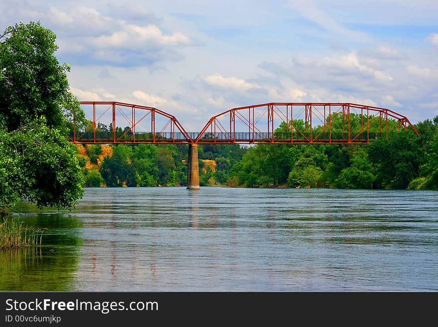 Old Bridge over the American River in Fair Oaks California. Old Bridge over the American River in Fair Oaks California