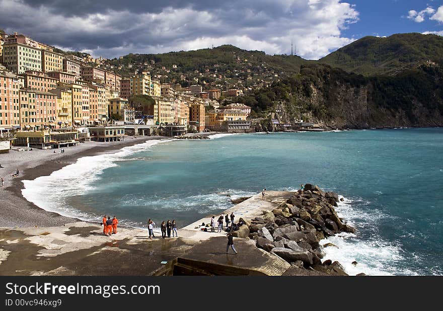 Camogli famous village in the Ligurian Riviera in italy. Camogli famous village in the Ligurian Riviera in italy