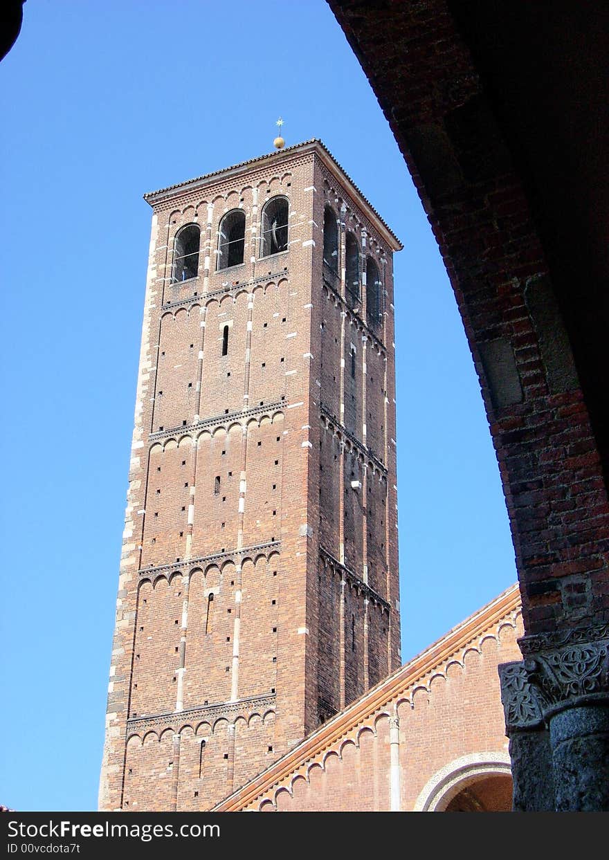 The Sant Ambrogio church in Milan, italy. The Sant Ambrogio church in Milan, italy