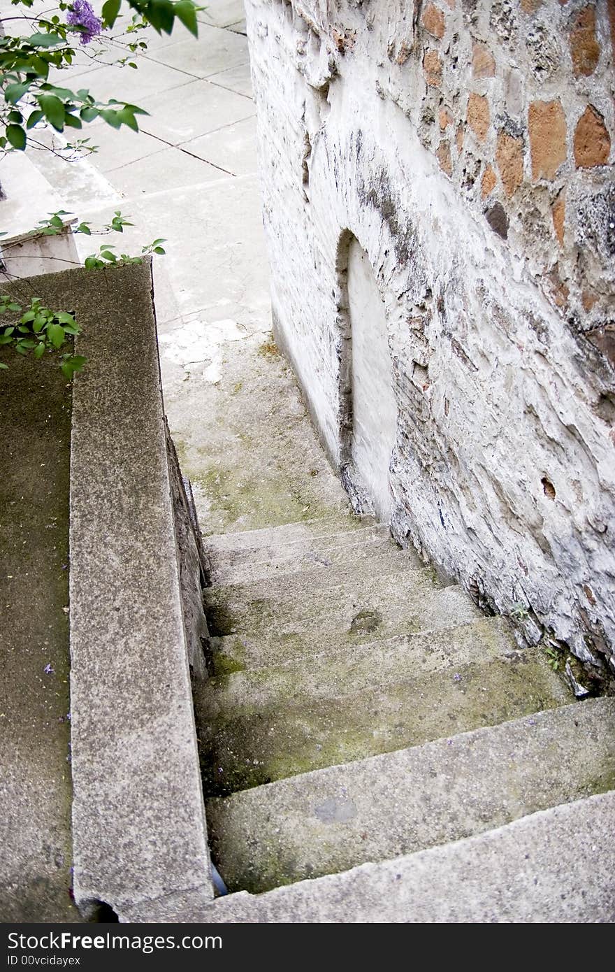 Stairs of old house going down