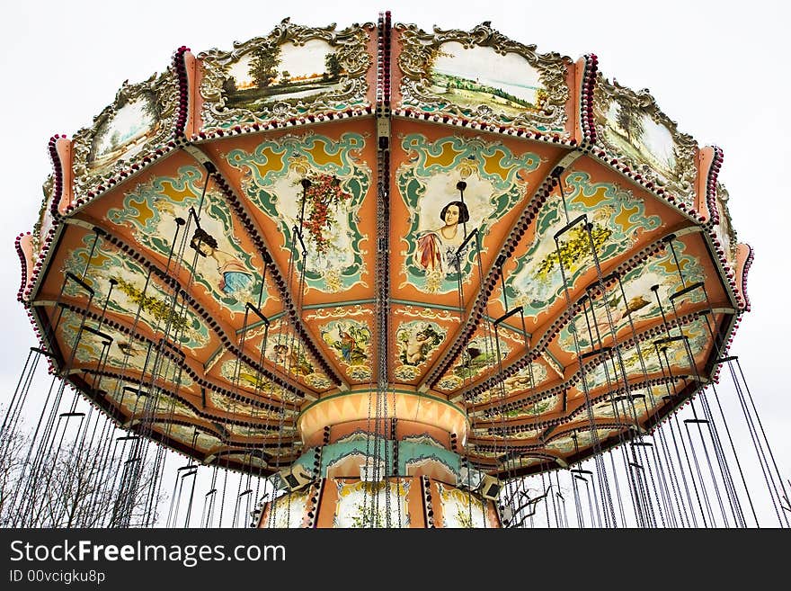 Historic carousel at a fun park in Nuremberg, Germany