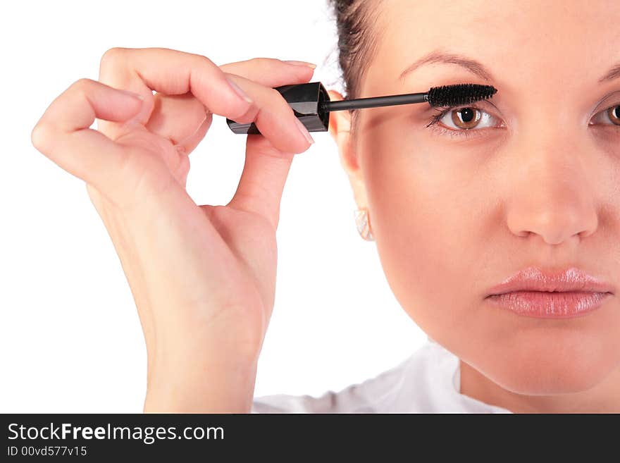 Woman make up on white