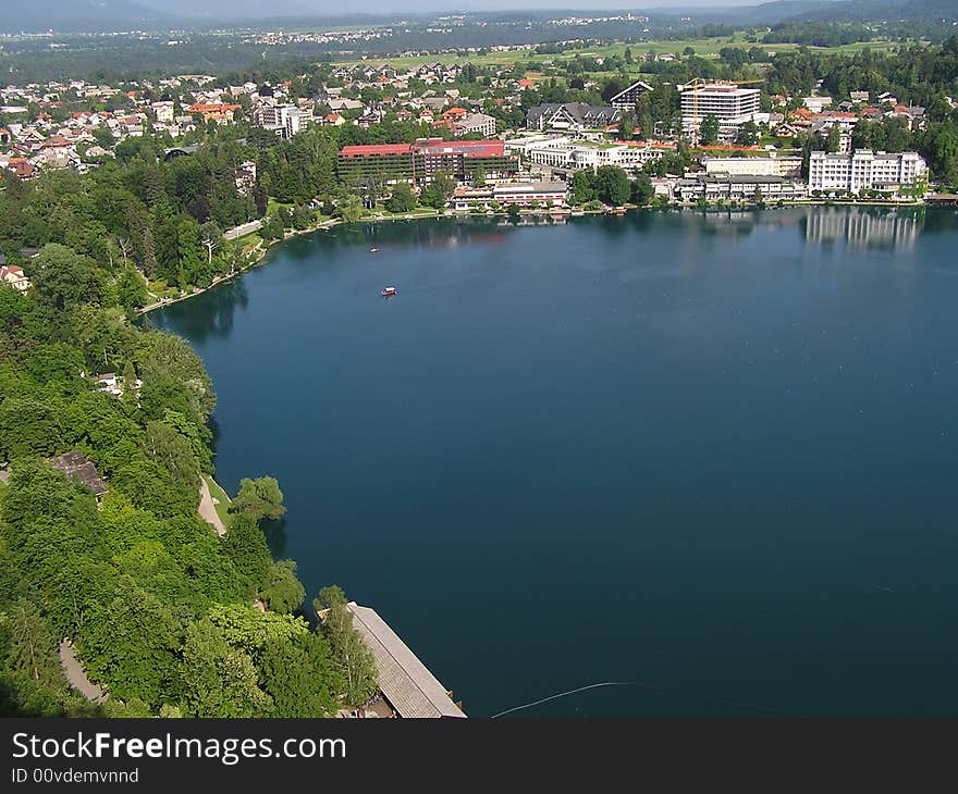 Mountain lake in Slovenian resort