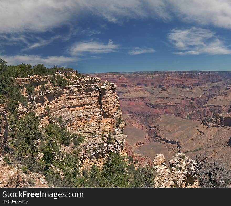 Tourists at the rim of Grand Canyon