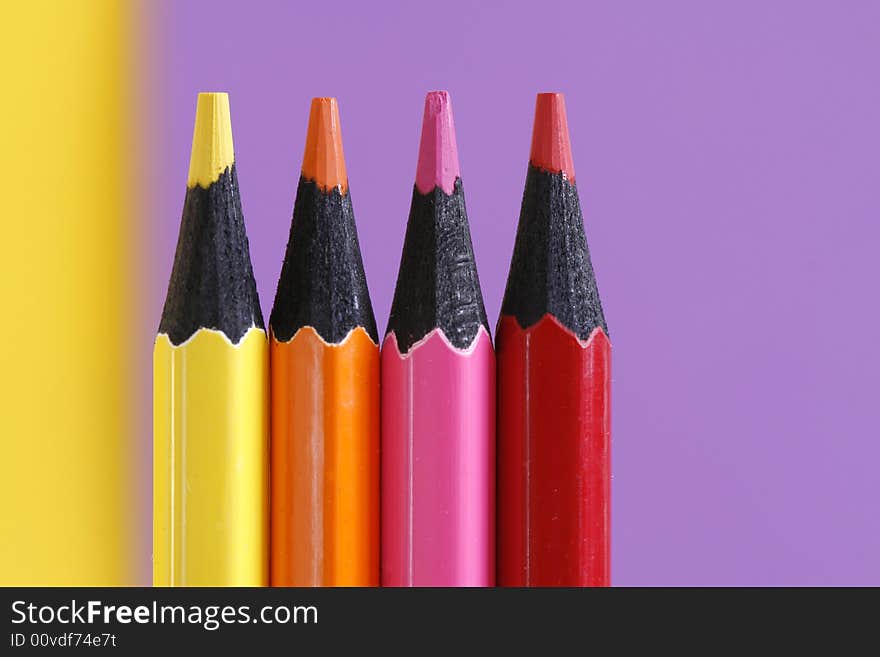 A part of  pencils with a simple  colorful background. A part of  pencils with a simple  colorful background