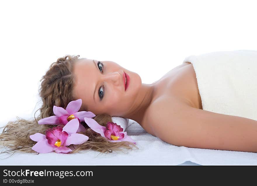 Attractive woman getting spa treatment