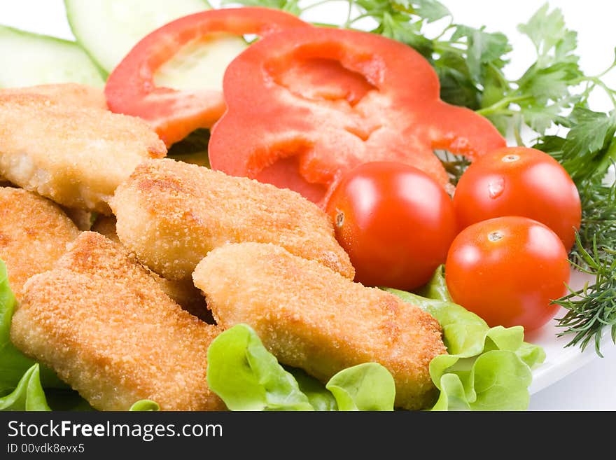 Chicken nuggets with vegetables