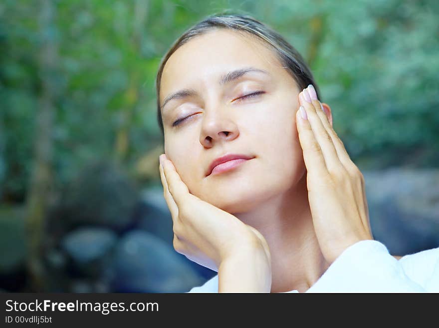 Portrait of fresh and beautiful human in summer environment. Portrait of fresh and beautiful human in summer environment