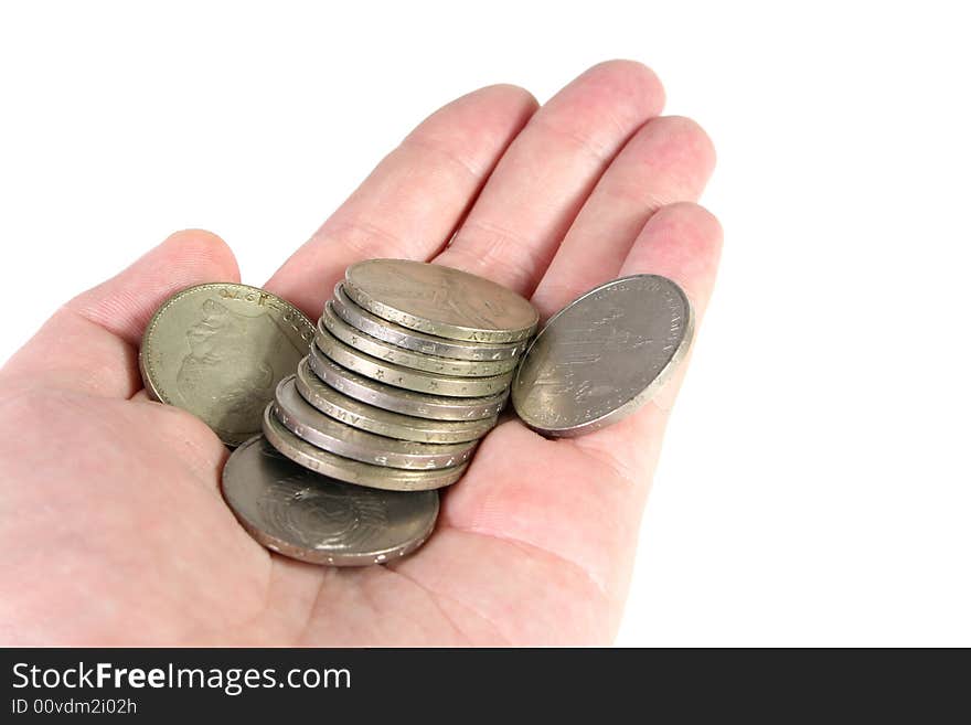 Old coins of the Soviet union, a white background. Old coins of the Soviet union, a white background