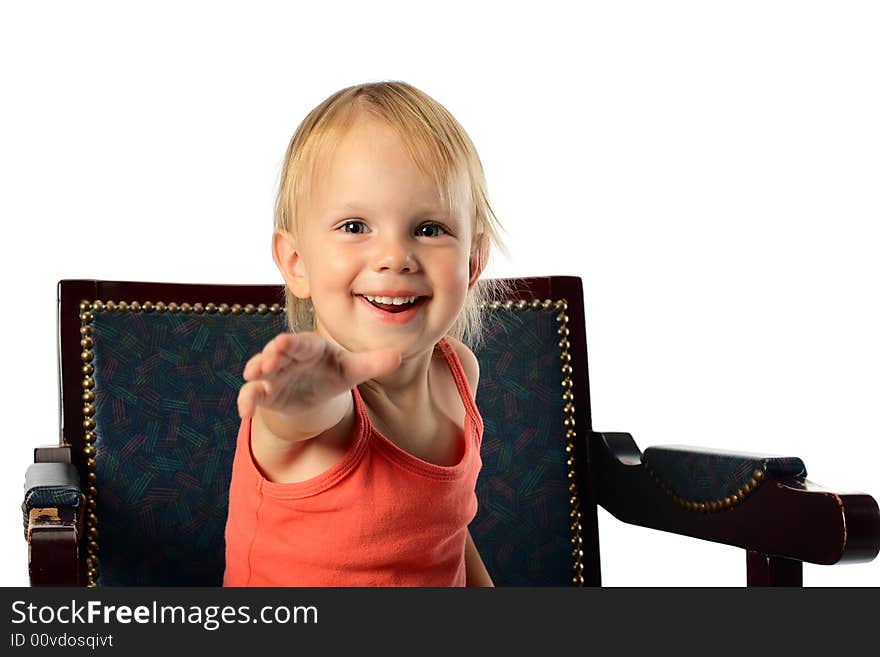 Little Girl Offer Hand To Audience