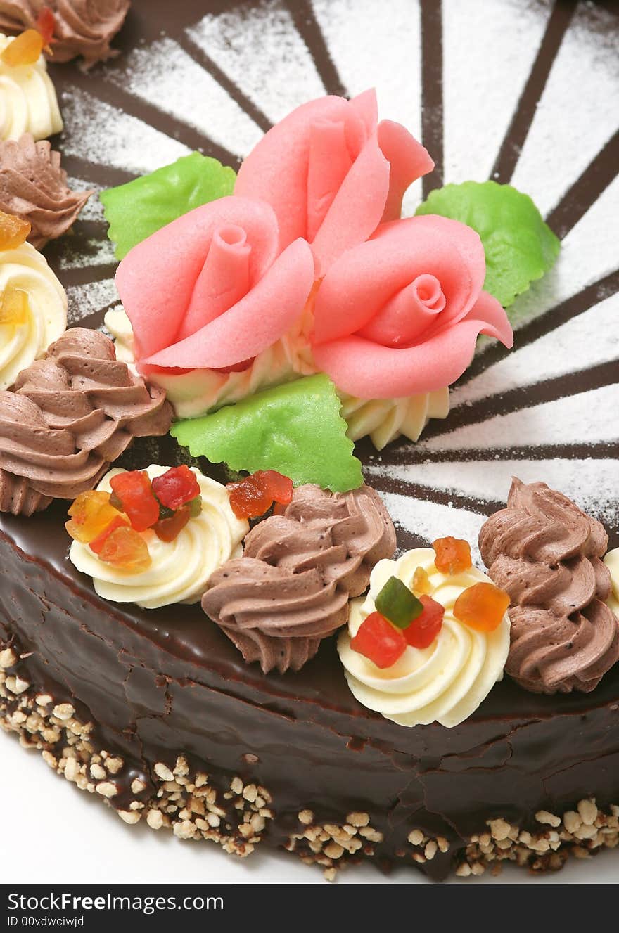 Close up of the iced flowers on a birthday cake. Close up of the iced flowers on a birthday cake.