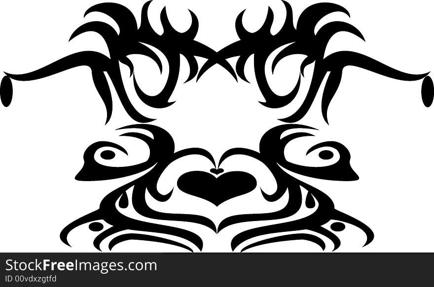 Abstract vector illustration of a tribal tattoo. Abstract vector illustration of a tribal tattoo