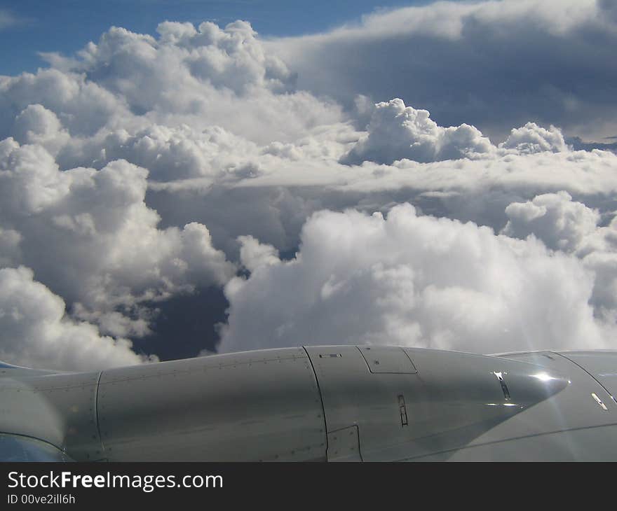 View of the clouds from the airplane