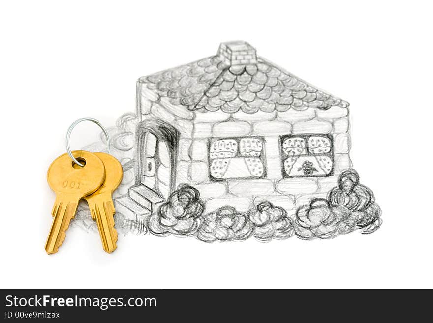 Drawing House And Keys