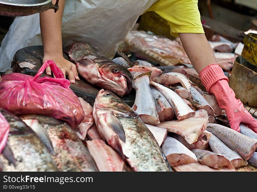 Fishmonger   in  chinatown KL malasia