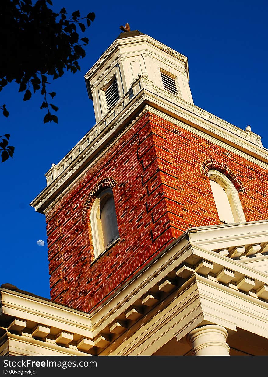 Local Church Steeple with Unique Architectural Features