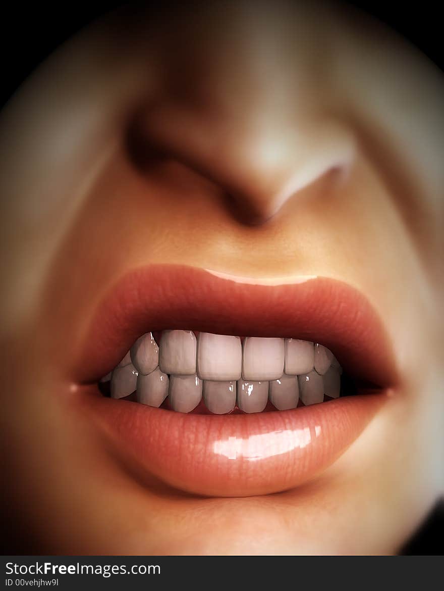 An conceptual image of a very angry female mouth. An conceptual image of a very angry female mouth.