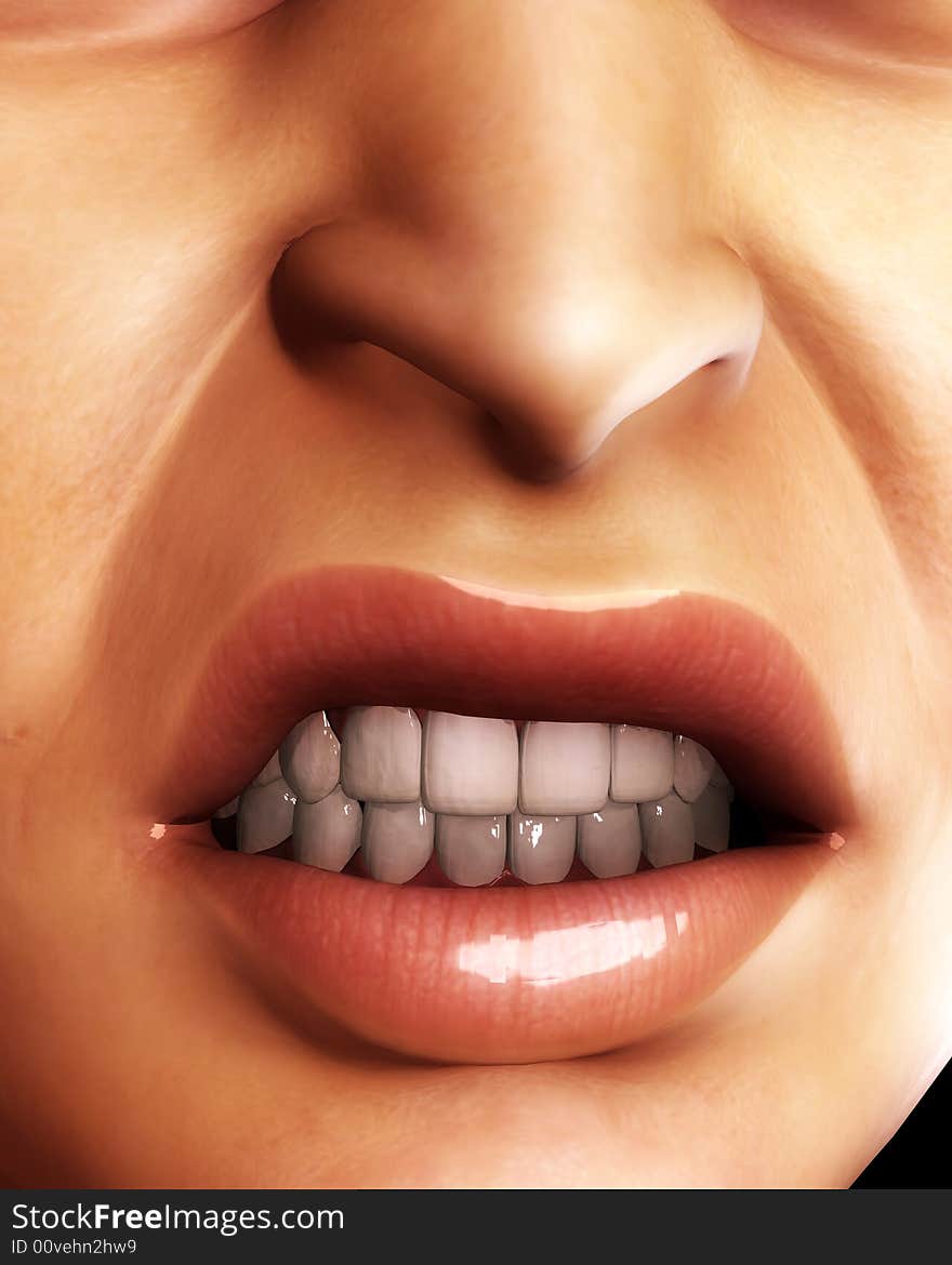 An conceptual image of a very angry female mouth. An conceptual image of a very angry female mouth.