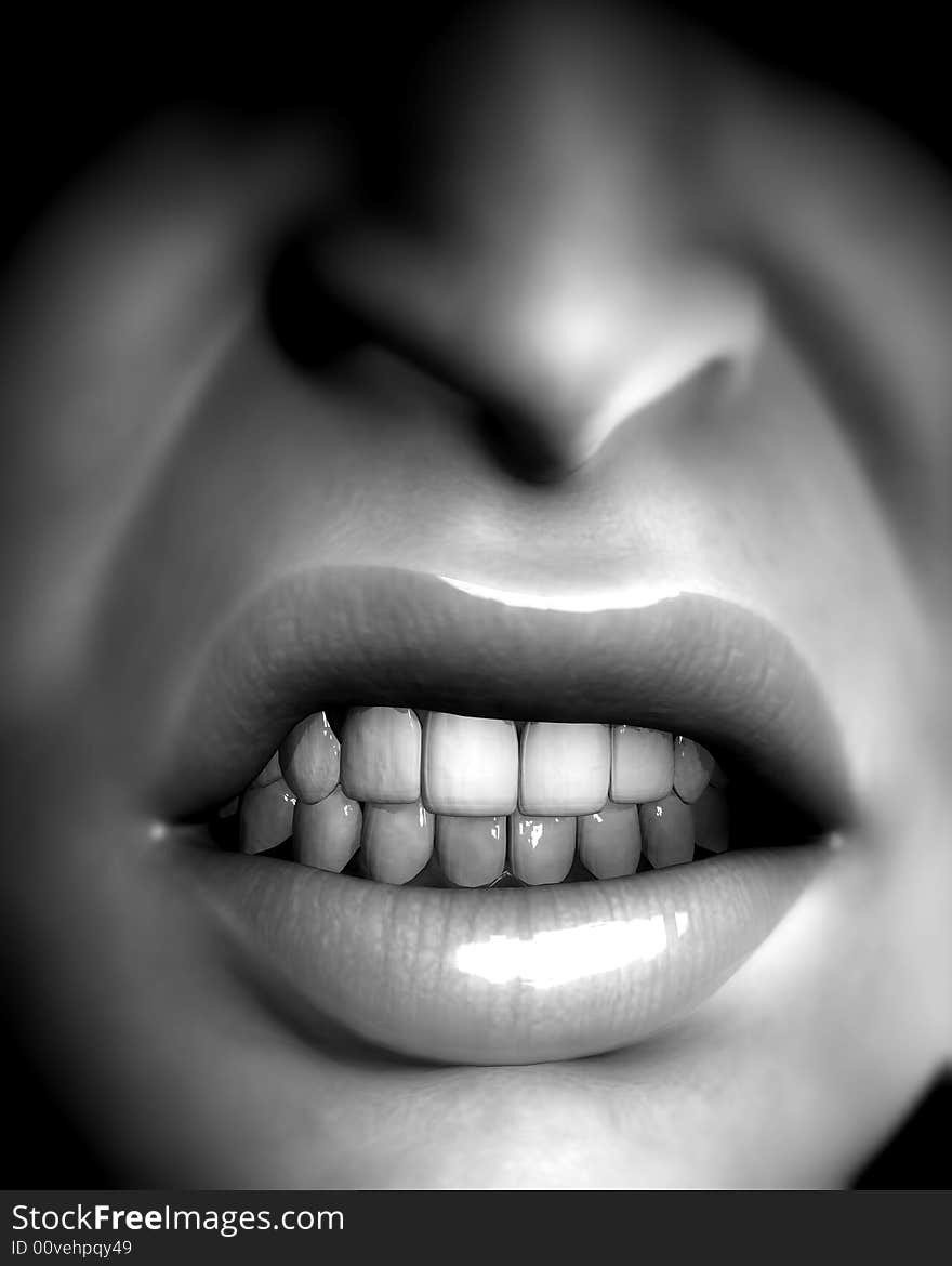 An conceptual image of a very angry female mouth. An conceptual image of a very angry female mouth.