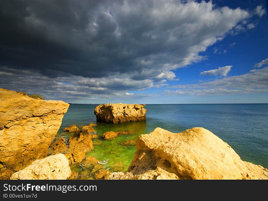 The cliffs in algarve portugal. The cliffs in algarve portugal