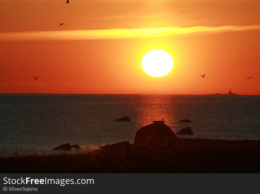 Summer sunset by the sea