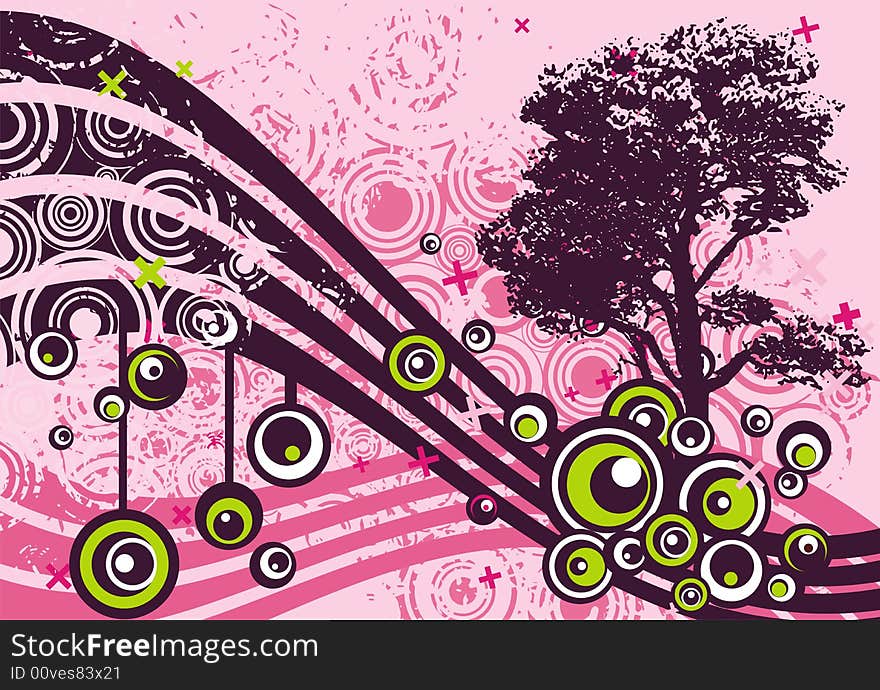 Abstract grunge background with a tree silhouette, vector illustration series. Abstract grunge background with a tree silhouette, vector illustration series.