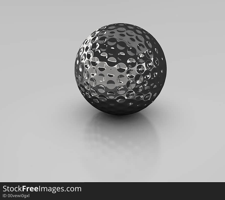 Golf ball silver isolated on white background