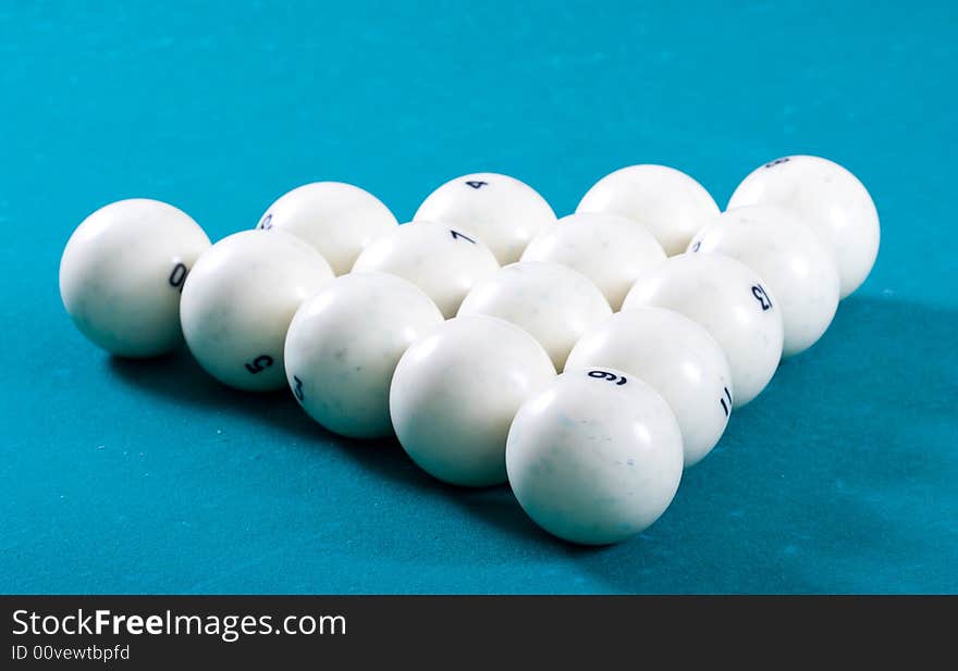 The white billiard balls with numbers. The white billiard balls with numbers