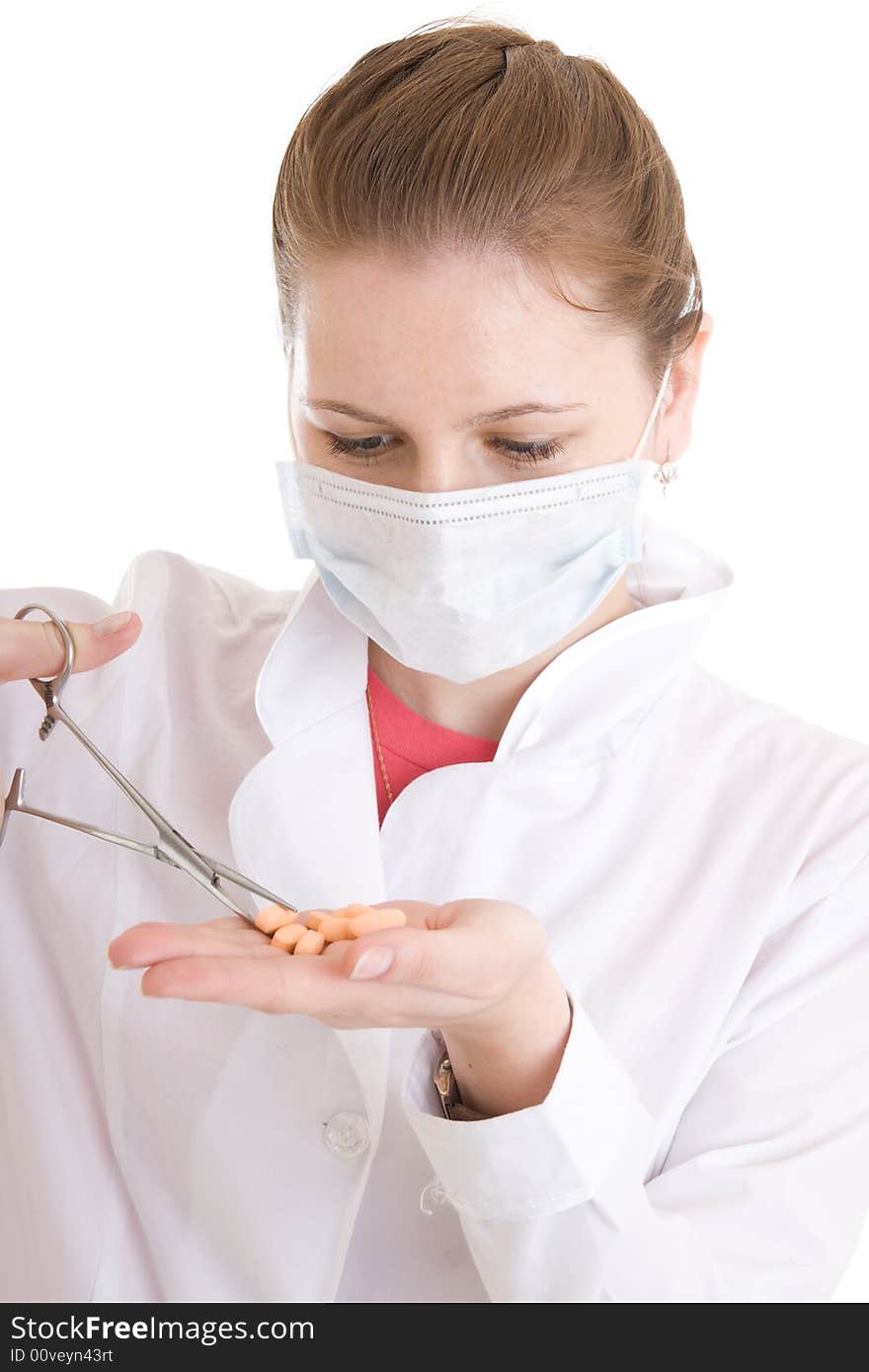 The young nurse isolated on a white background