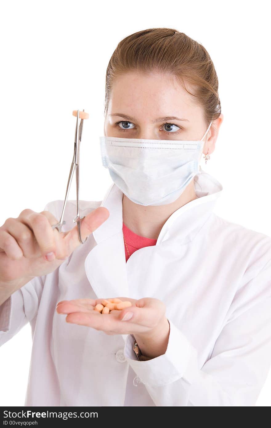 The young nurse isolated on a white background