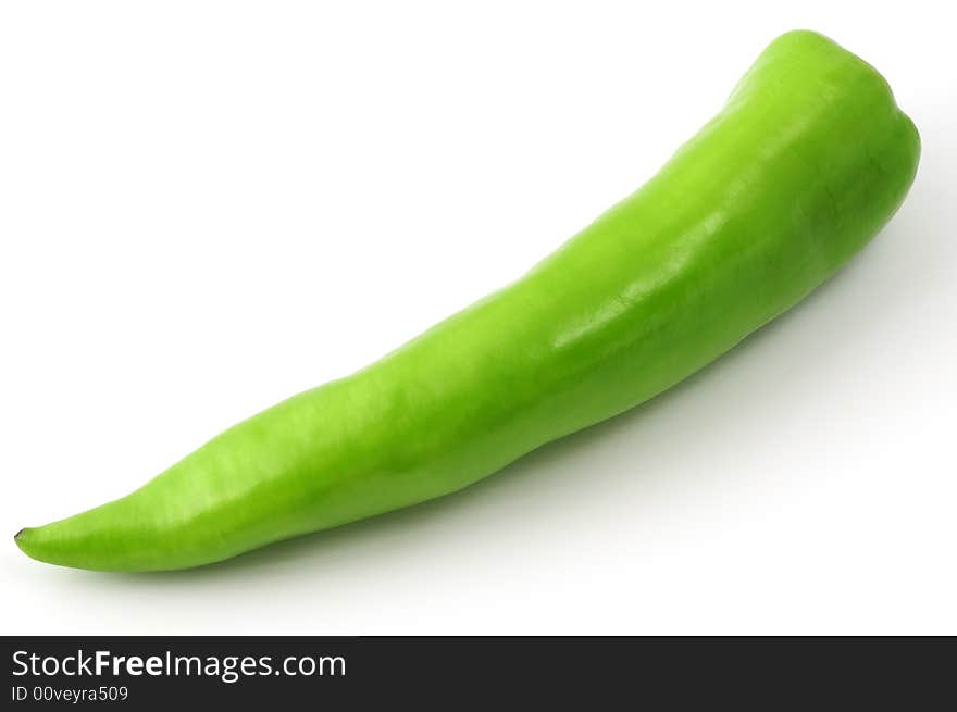 Isolated green hot paprika on white background. Isolated green hot paprika on white background