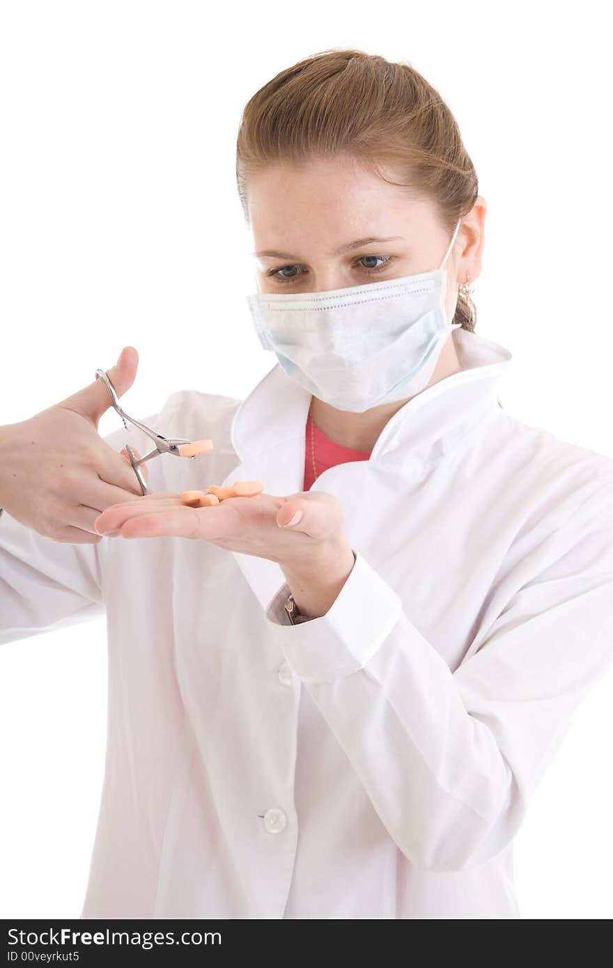 The young nurse isolated on a white background