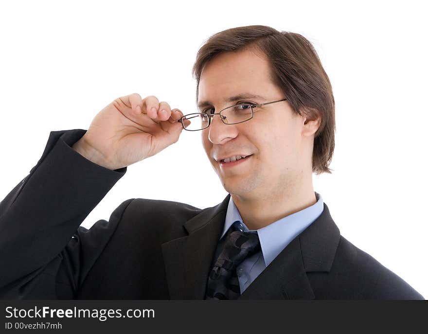 The man in a suit isolated on a white background