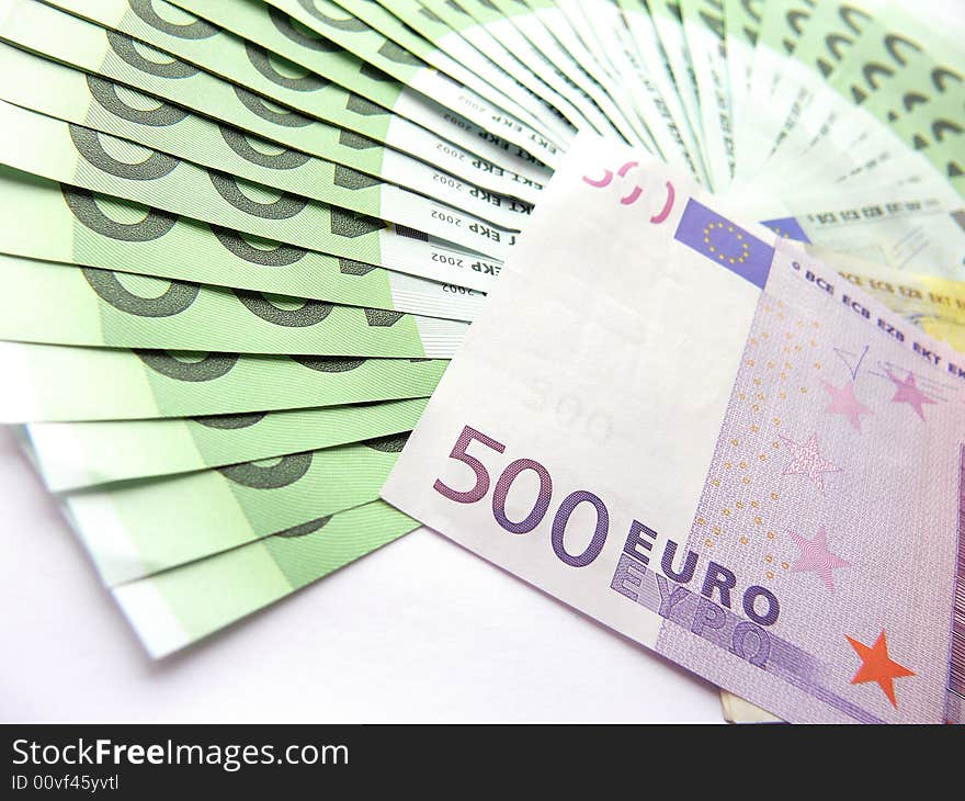 Banknotes face value 100 and 500 euro. Banknotes face value 100 and 500 euro