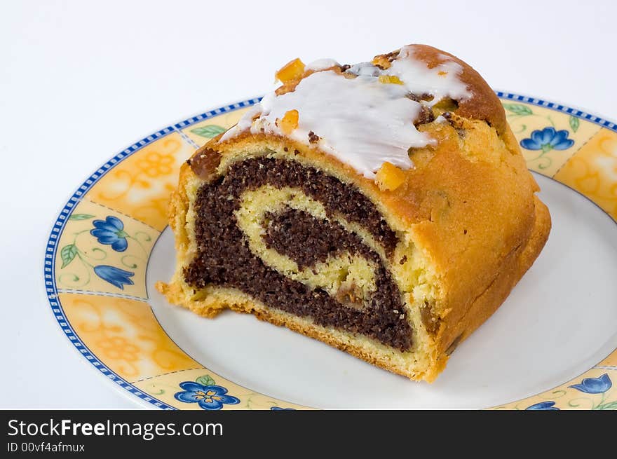 Traditional cake on plate, isolated