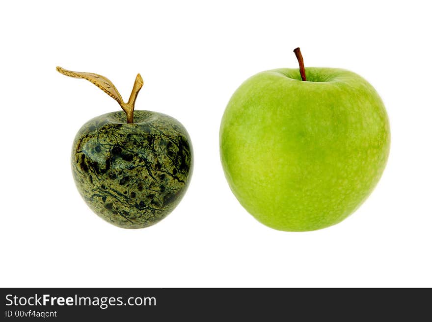 Close-up of apples on a white background