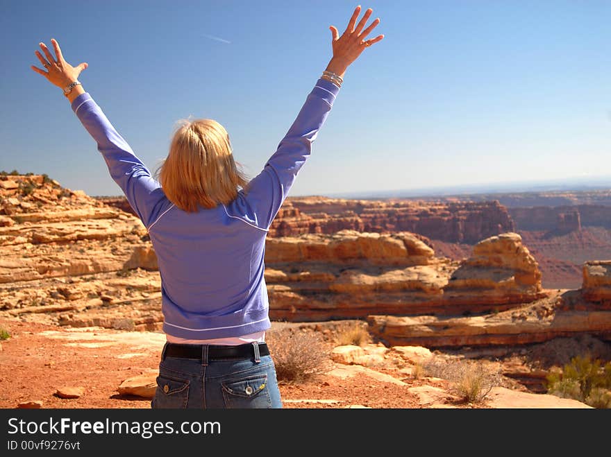 Woman looking over a dramatic vista