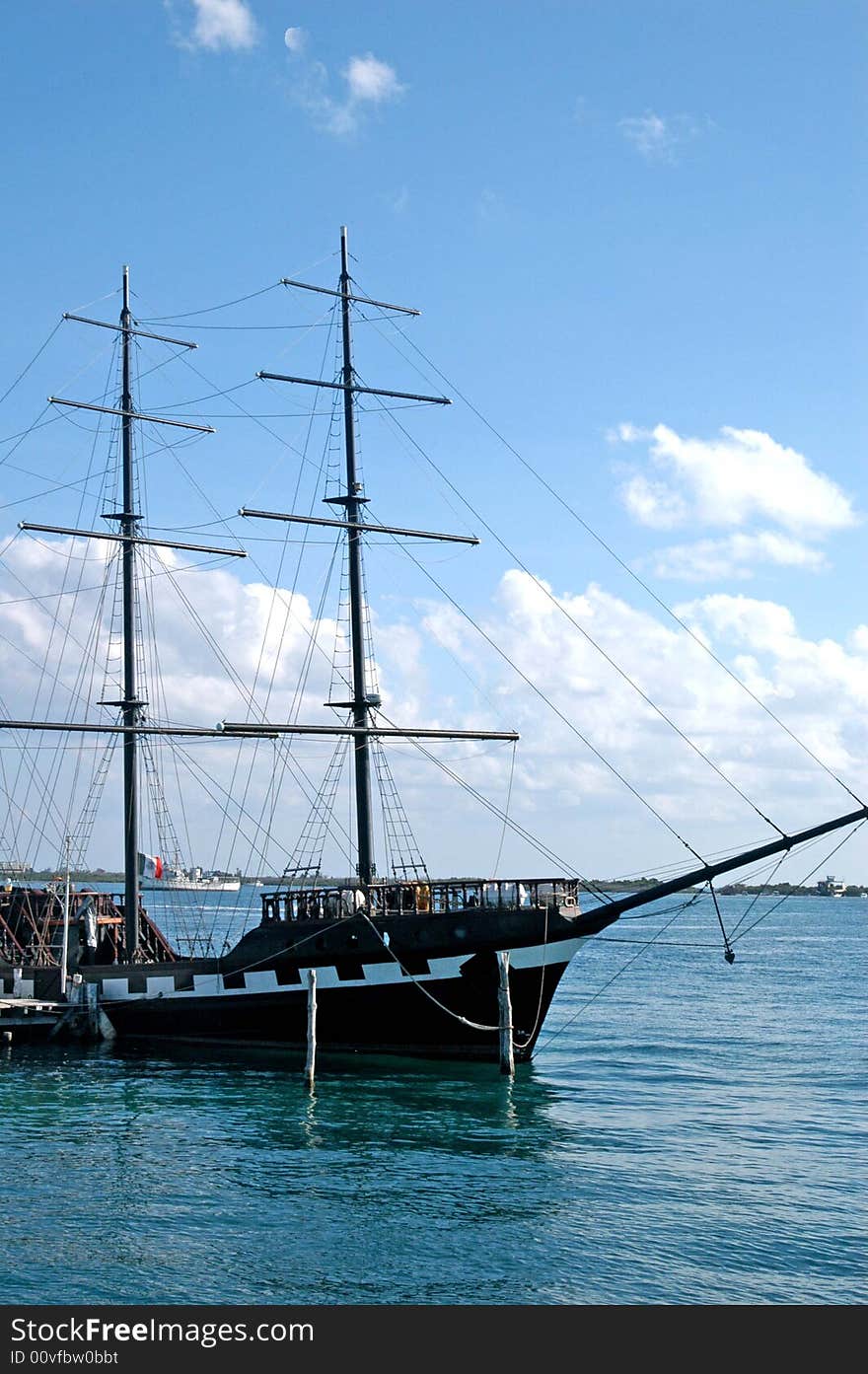 Old pirate ship resting in the shore