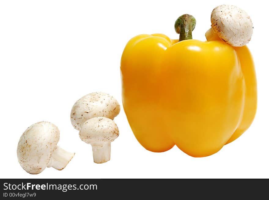 Yellow paprika and four agaric