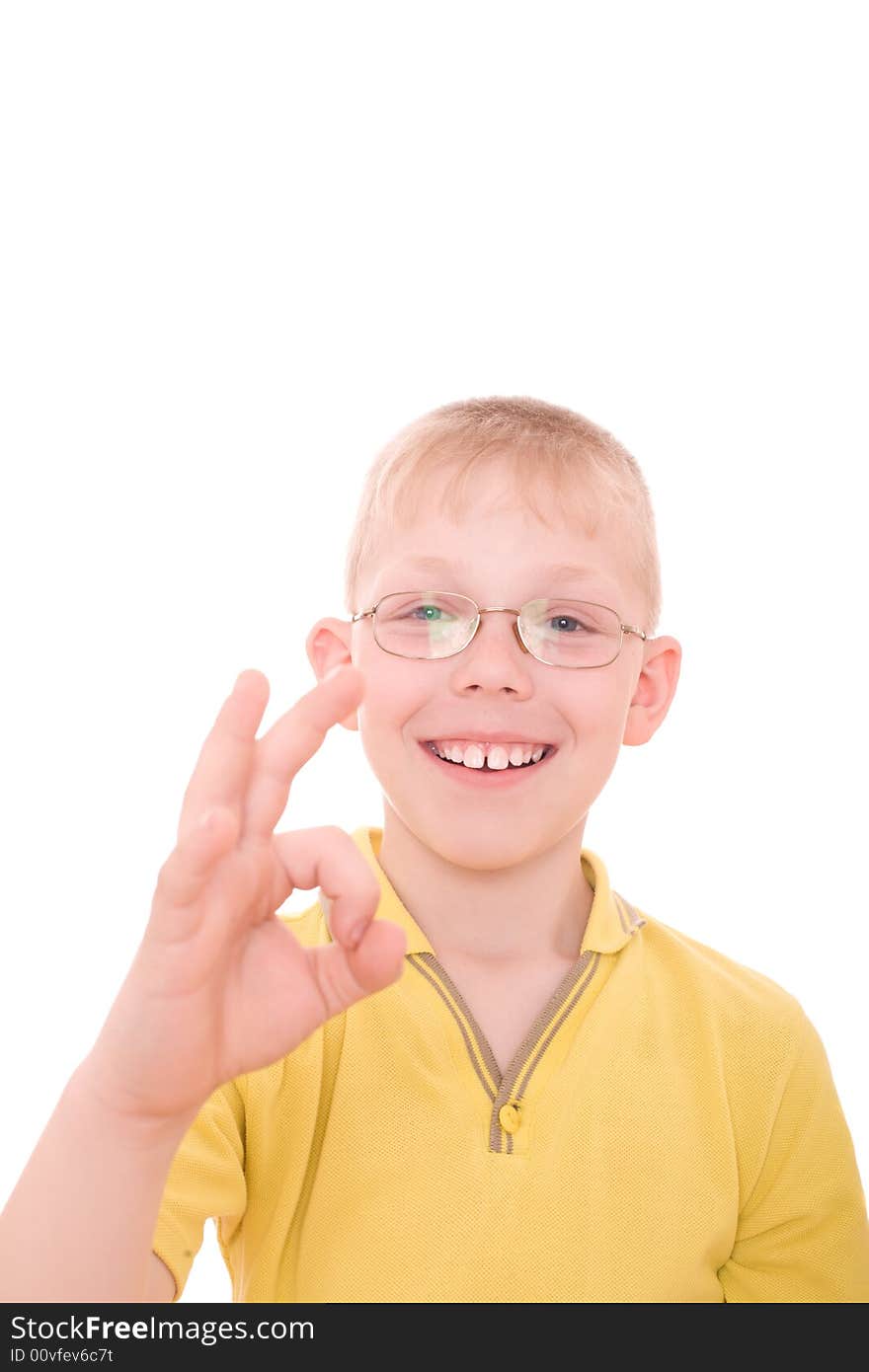 Smiling teenager showing OK sign