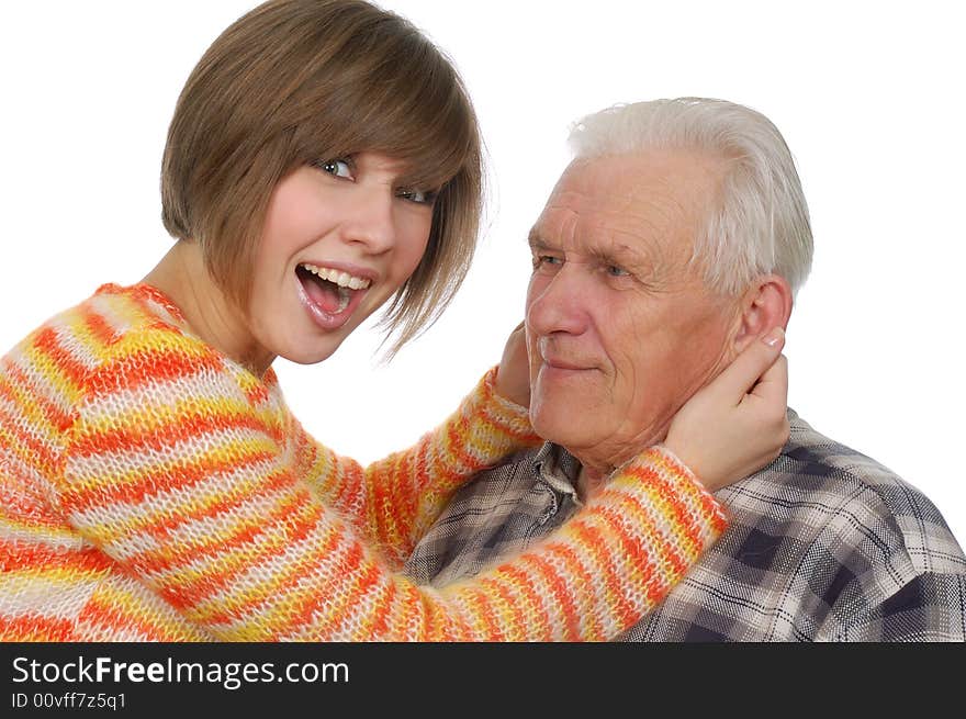 Happy Grandad And Granddaughter