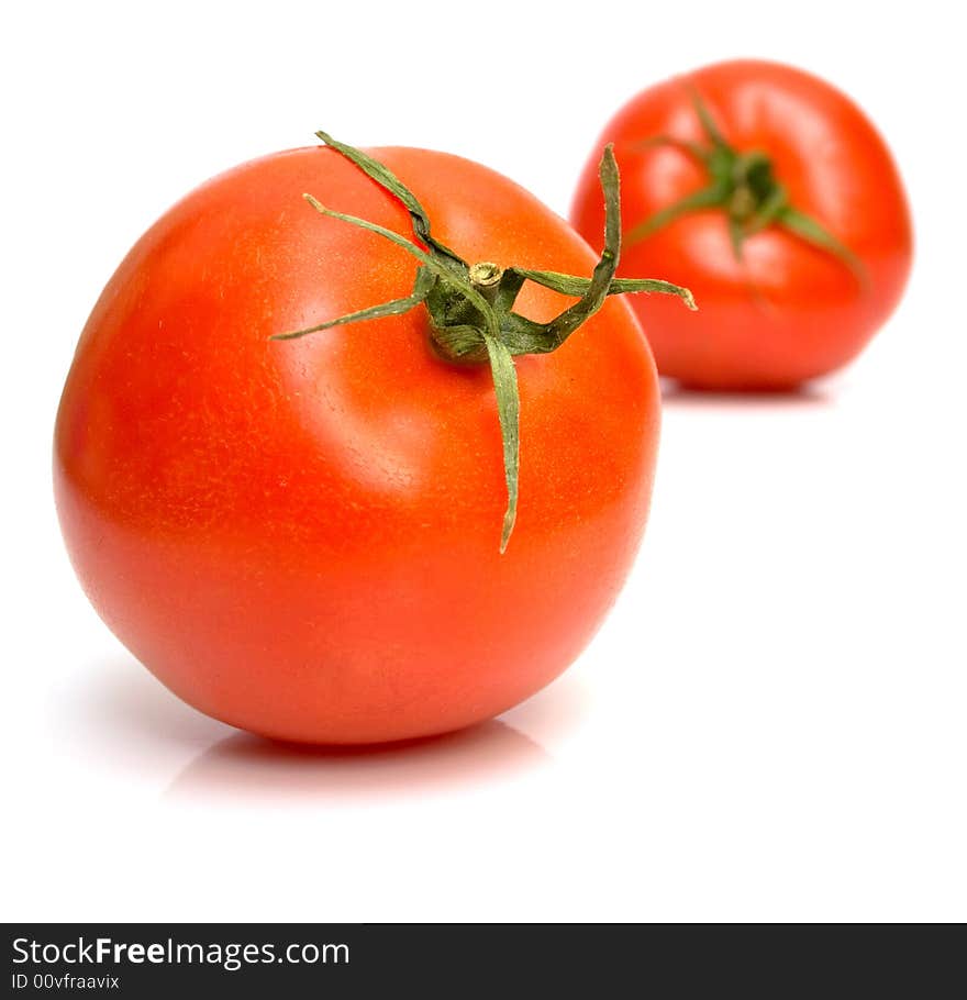 Tomato on the white