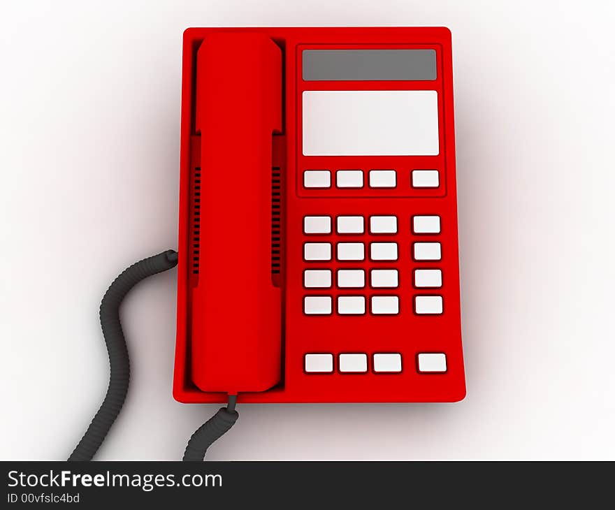 Red phone isolated on the white background