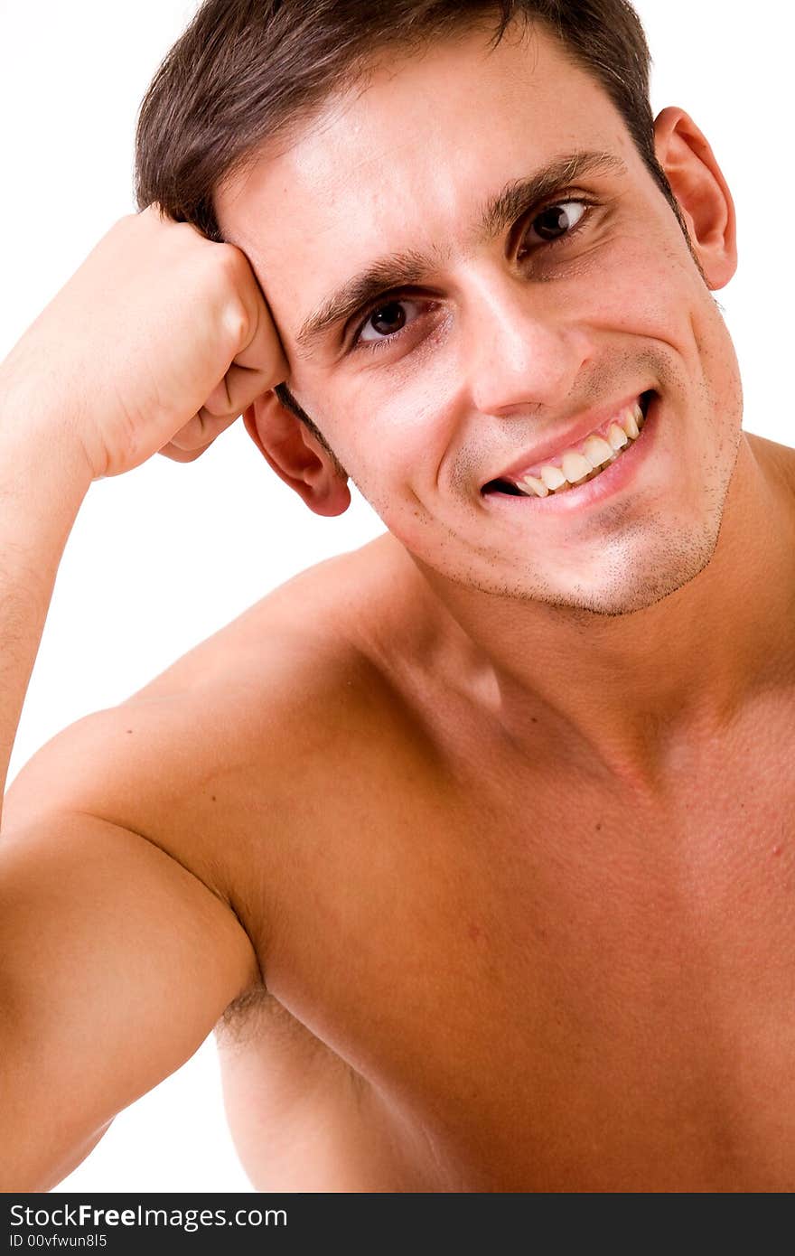 Young man portrait in the studio on a white background. Young man portrait in the studio on a white background